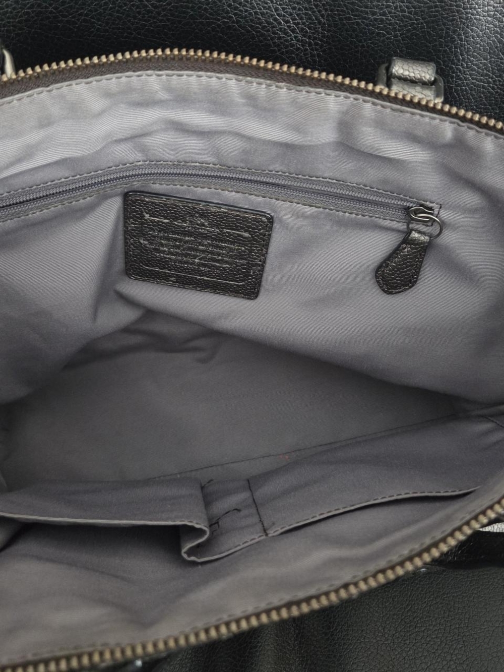 Coach Metallic Pebbled Leather Satchel - Gray Interior - Picture 4 of 6